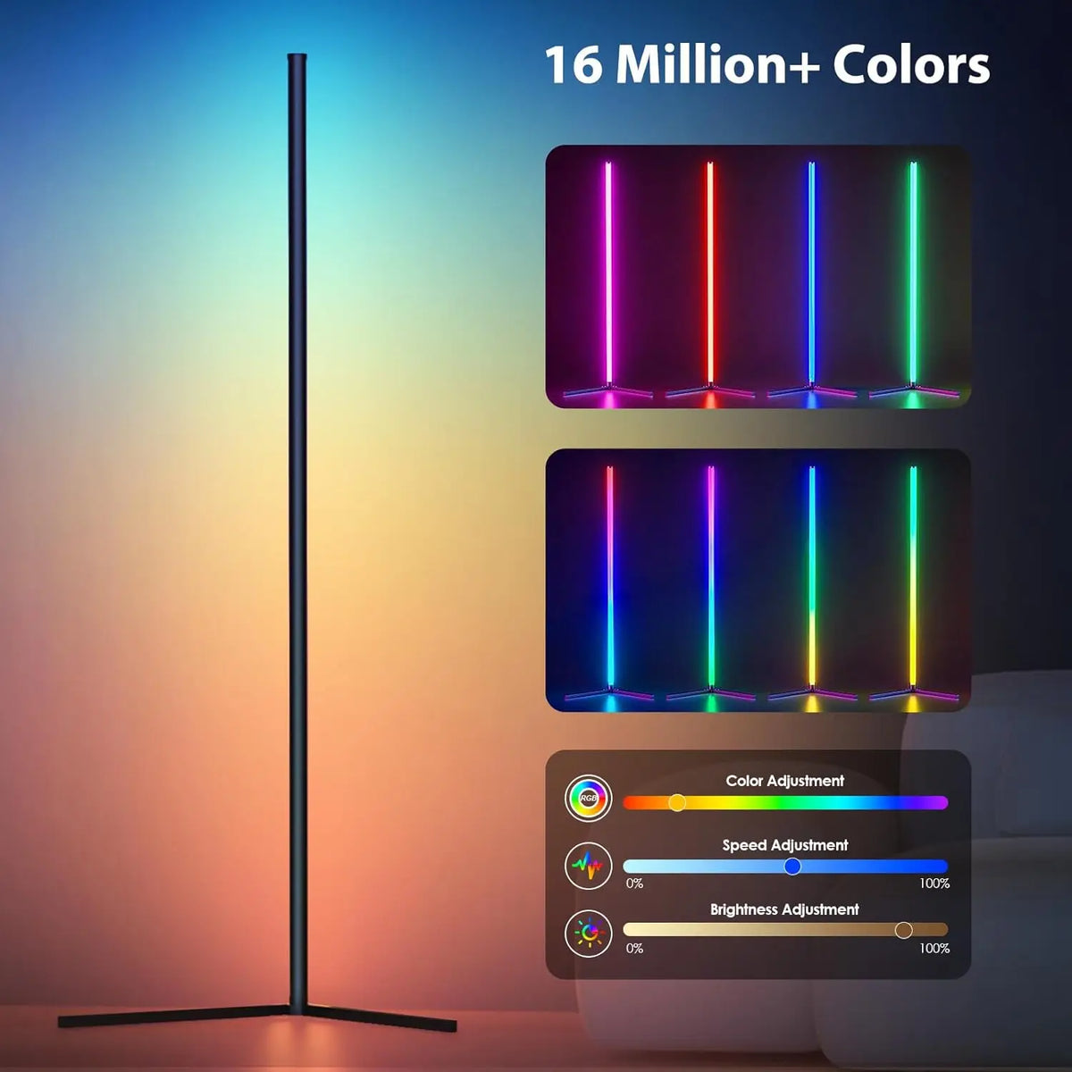 RGB Corner Floor Lamp – Smart App & Remote Control