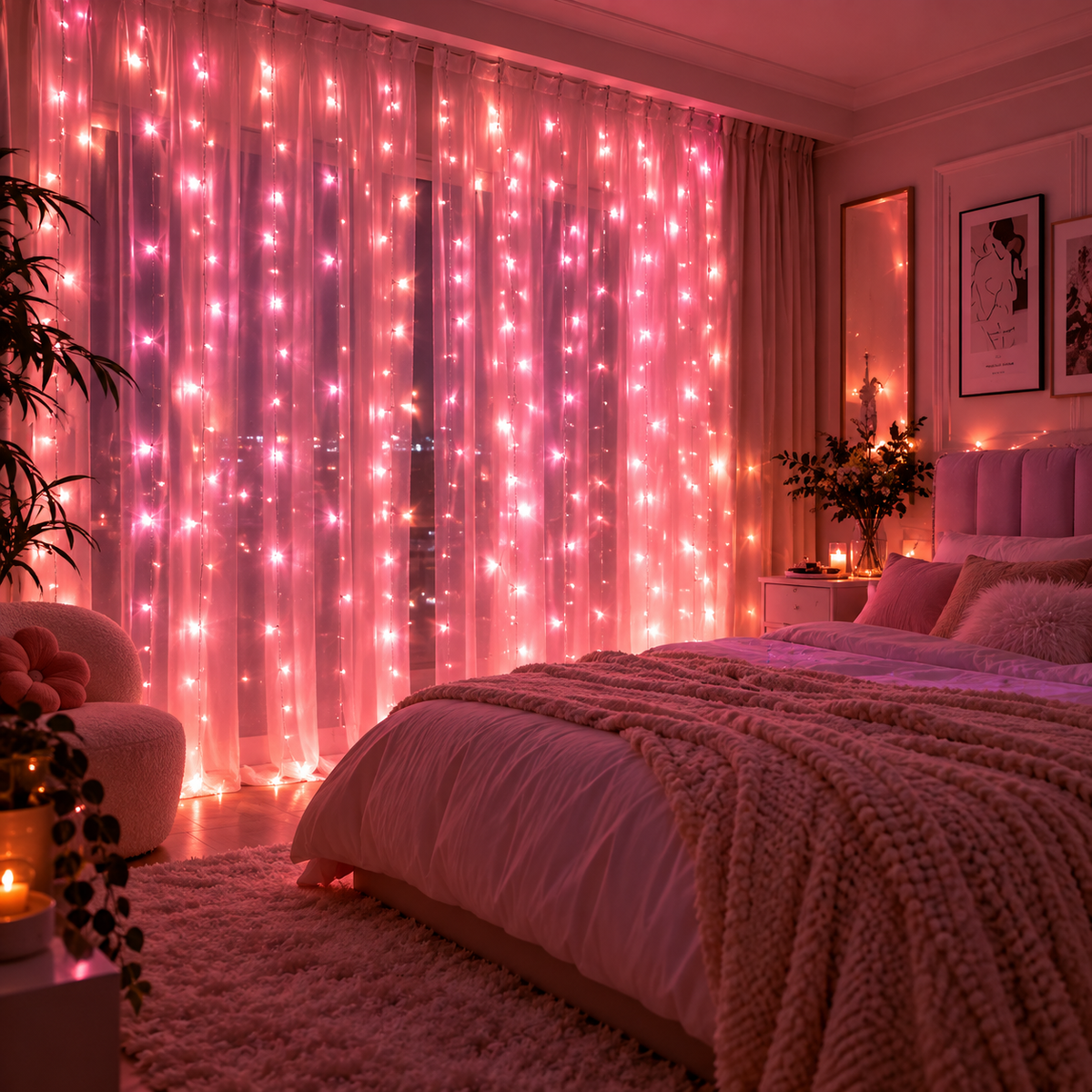 LED Curtain Fairy Lights – 8 Modes Remote Control