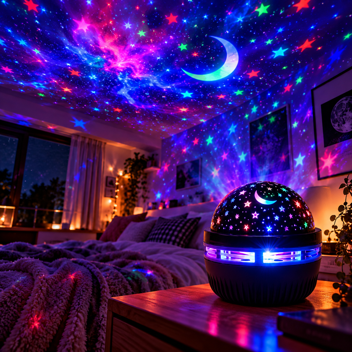 Starry Sky Projector – LED Star & Moon Night Light