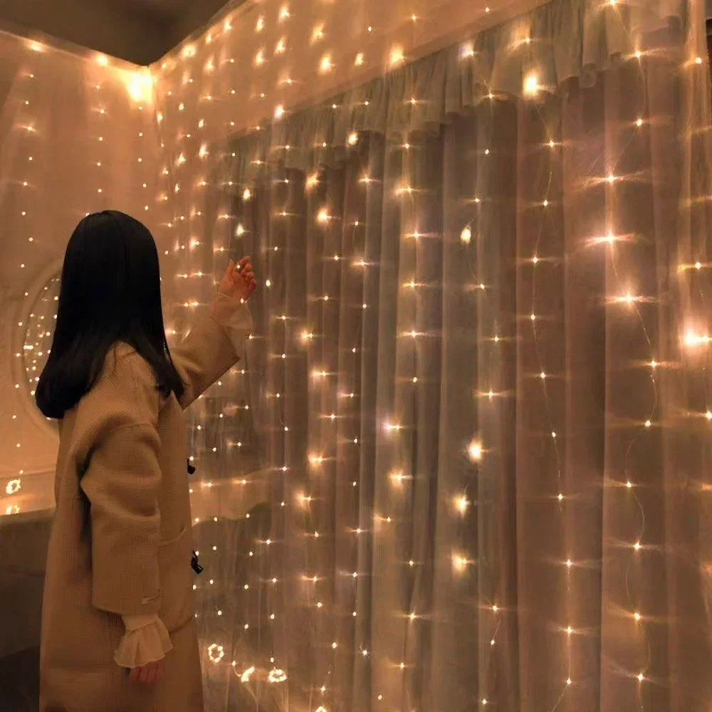 LED Curtain Fairy Lights – 8 Modes Remote Control