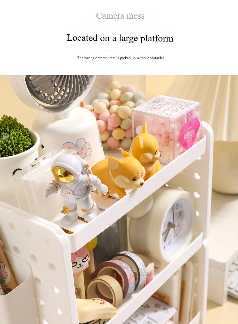 3-Tier Desk Shelf Organizer with Pegboard