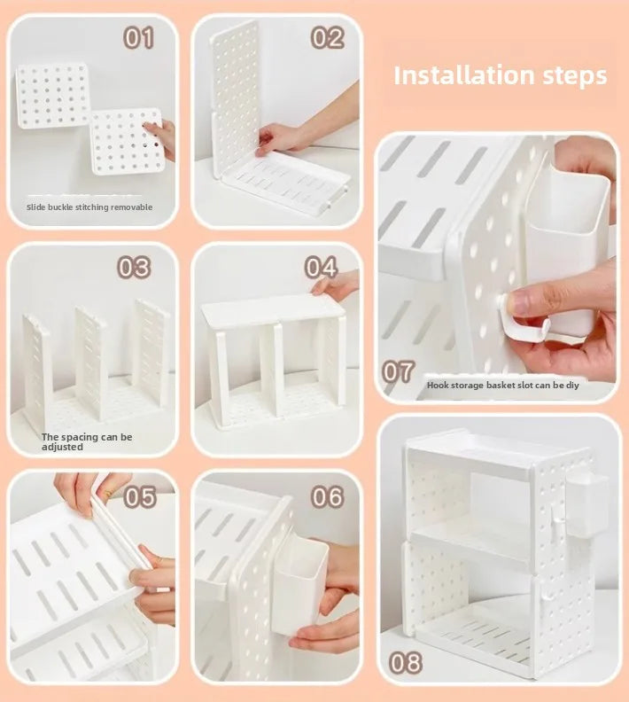 3-Tier Desk Shelf Organizer with Pegboard