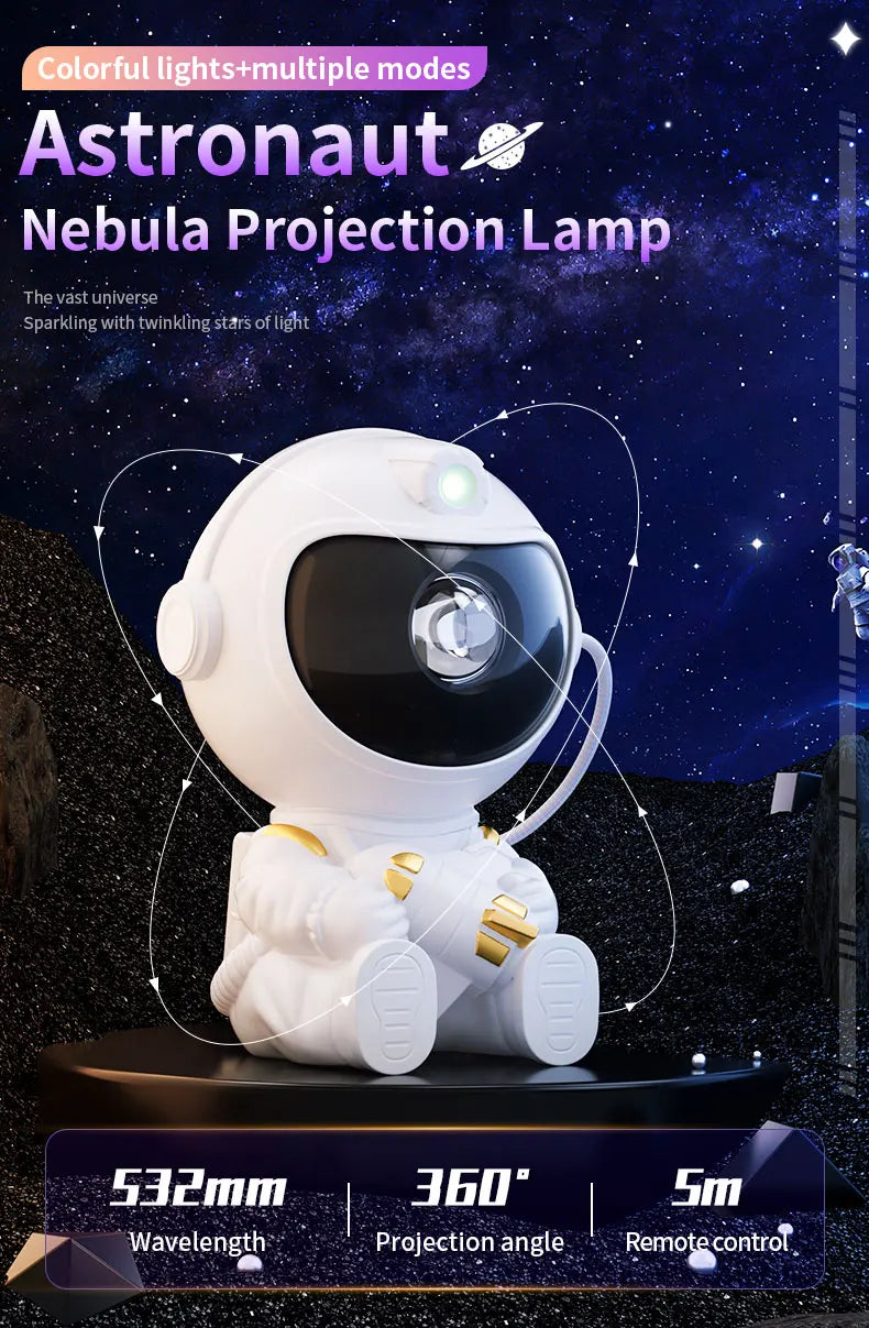 Galaxy Astronaut Star Projector – LED Nebula Night Light