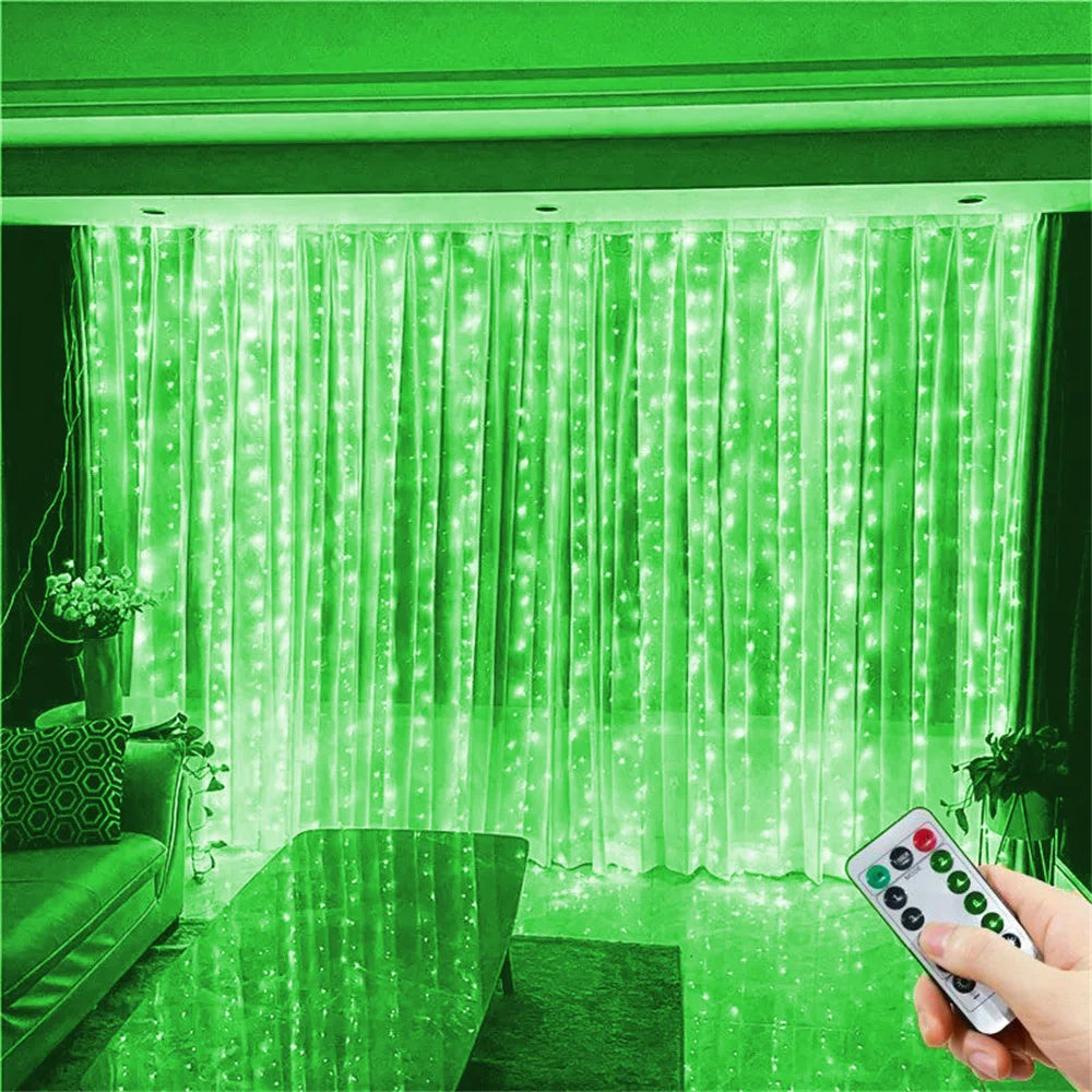 LED Curtain Fairy Lights – 8 Modes Remote Control