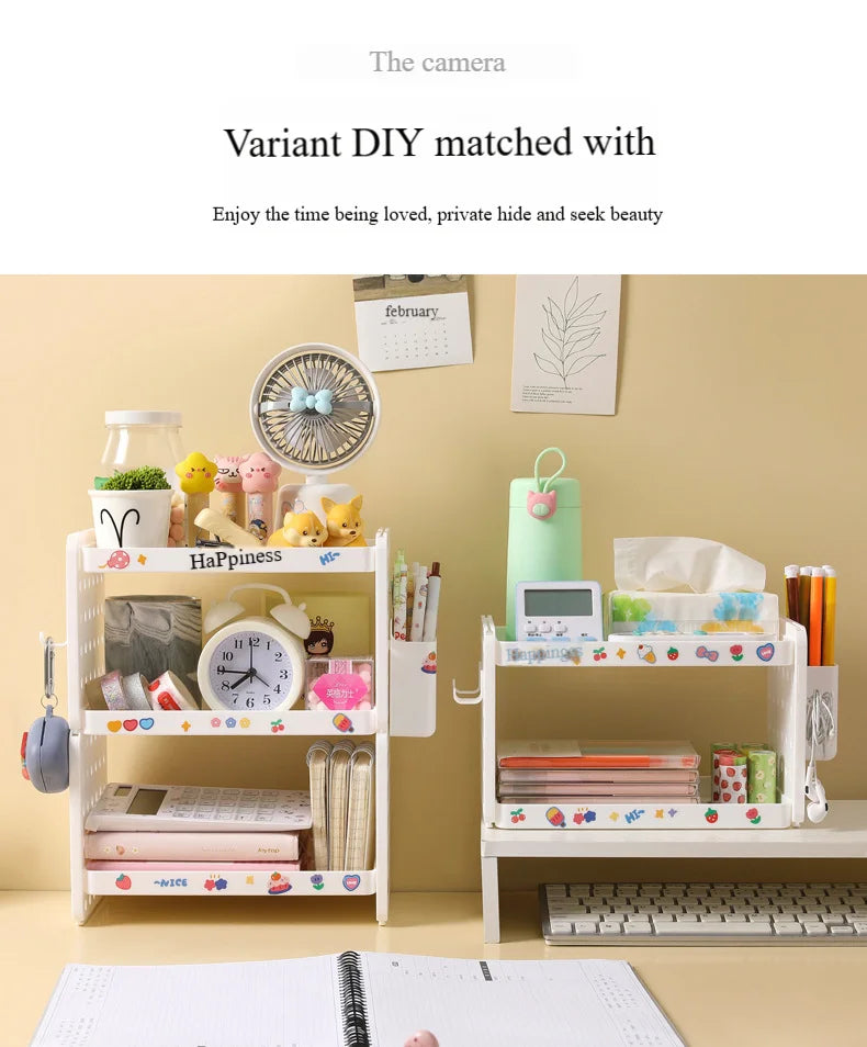 3-Tier Desk Shelf Organizer with Pegboard