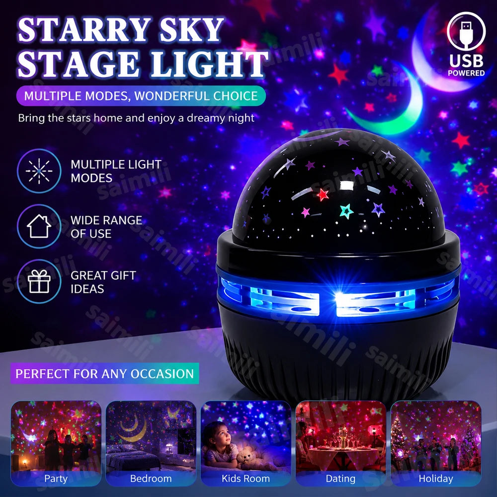 Starry Sky Projector – LED Star & Moon Night Light