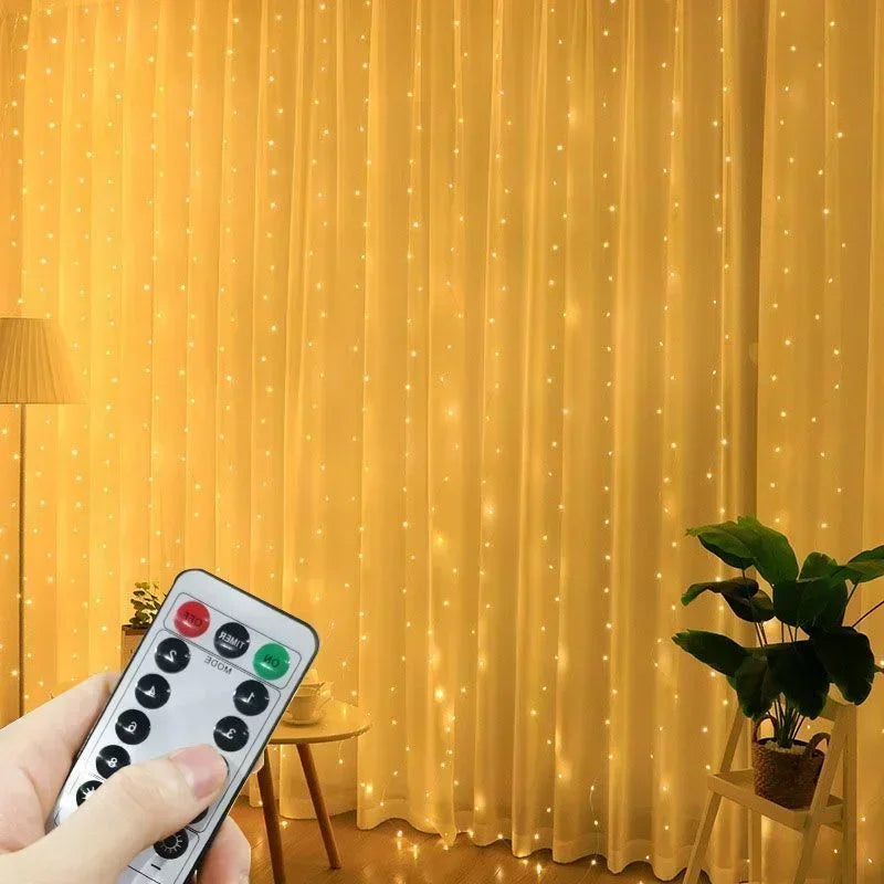 LED Curtain Fairy Lights – 8 Modes Remote Control