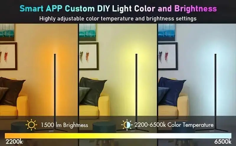 RGB Corner Floor Lamp – Smart App & Remote Control