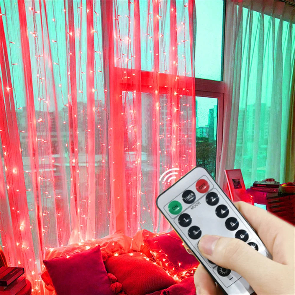 LED Curtain Fairy Lights – 8 Modes Remote Control