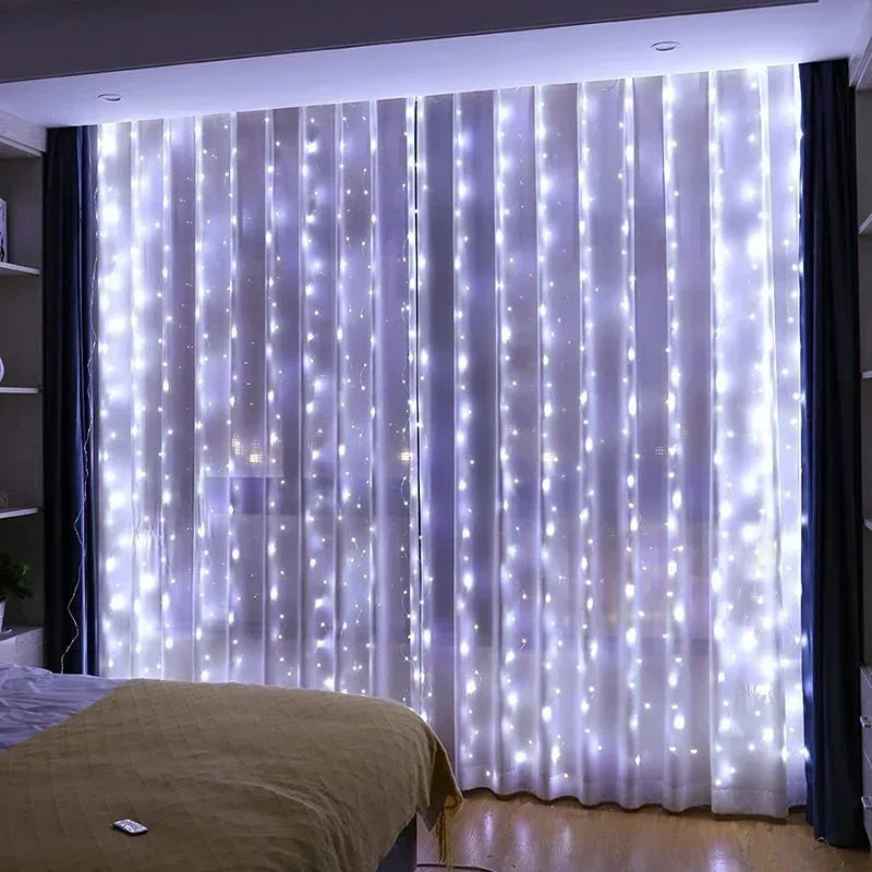 LED Curtain Fairy Lights – 8 Modes Remote Control