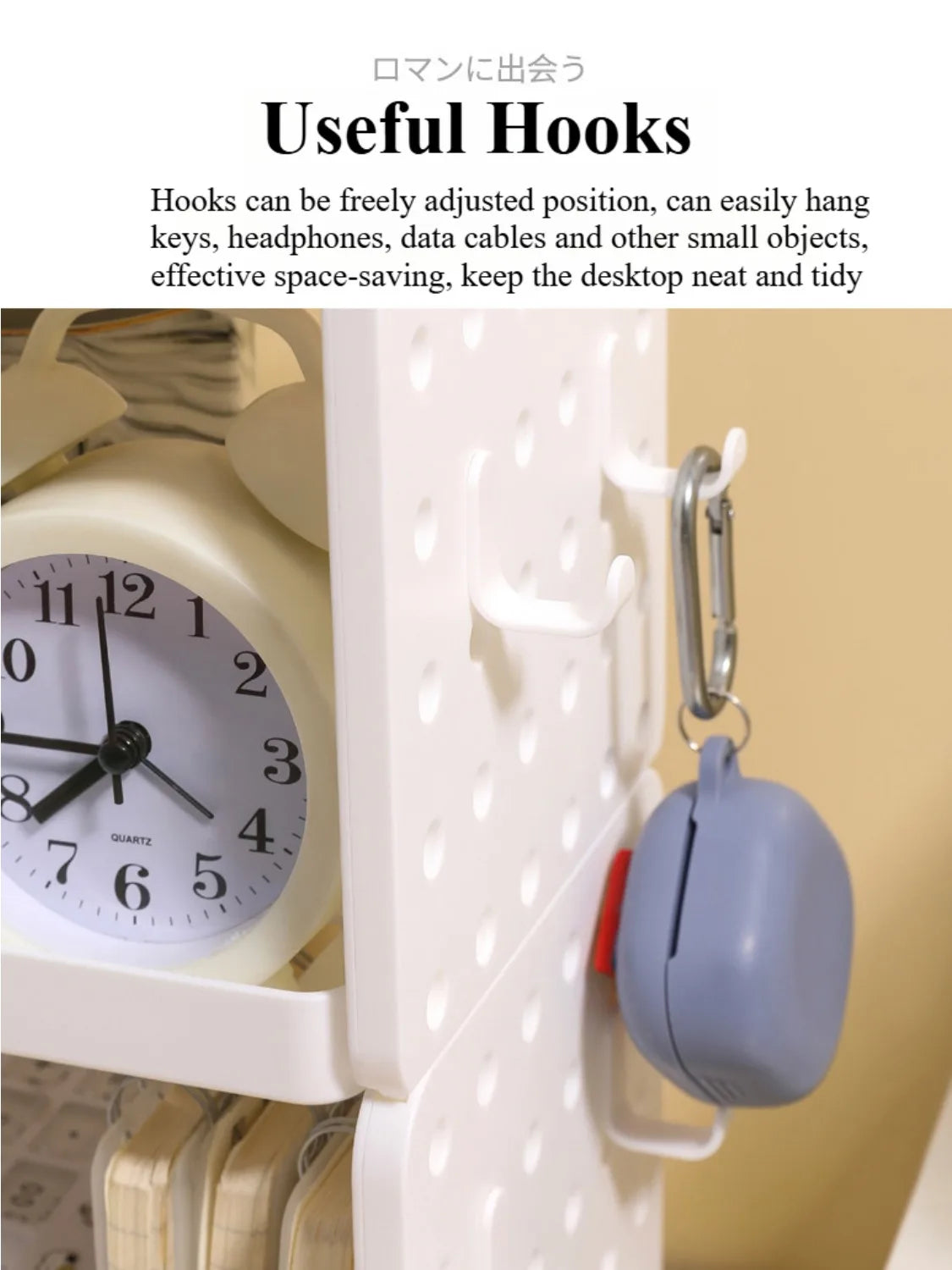 3-Tier Desk Shelf Organizer with Pegboard
