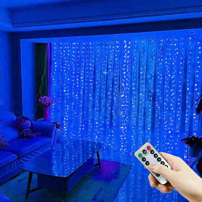 LED Curtain Fairy Lights – 8 Modes Remote Control