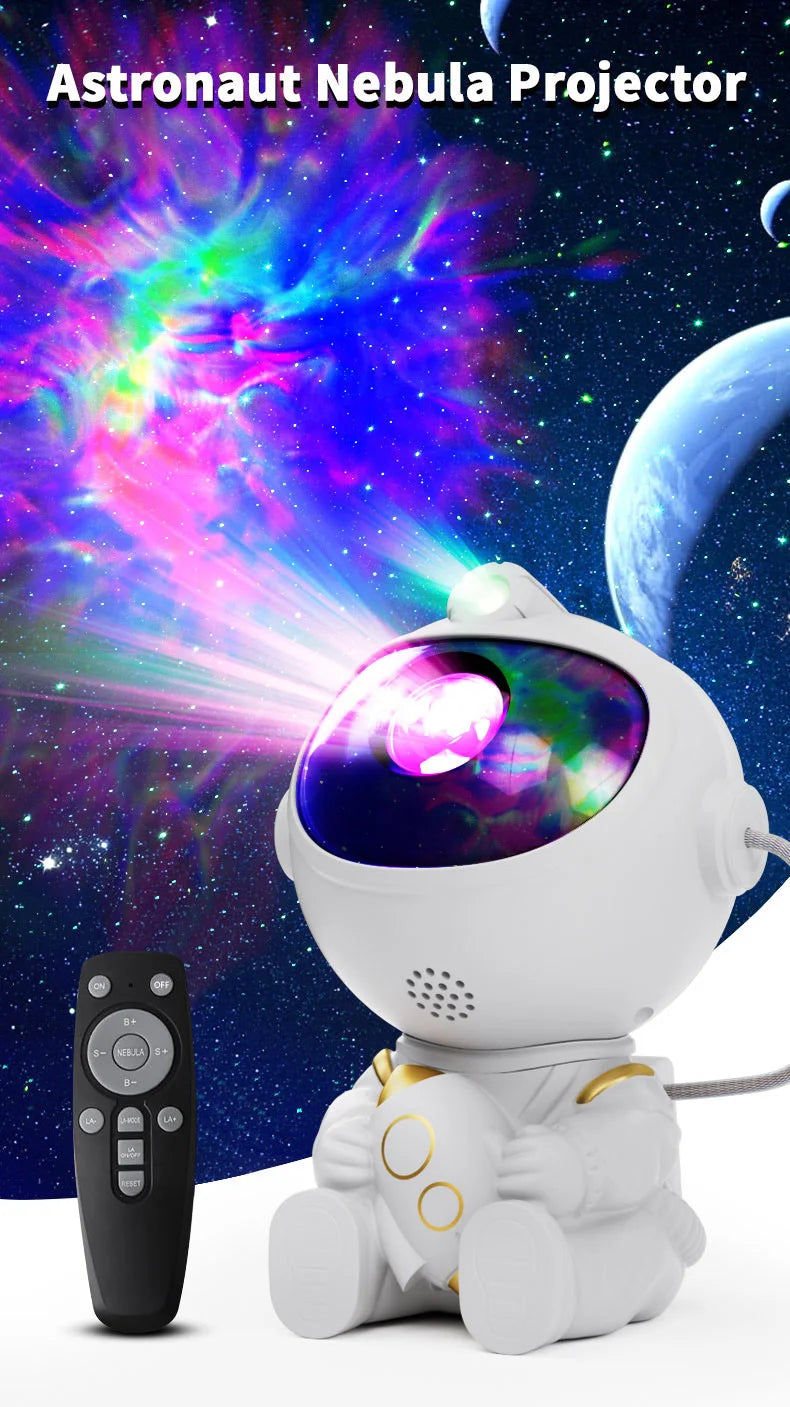 Galaxy Astronaut Star Projector – LED Nebula Night Light
