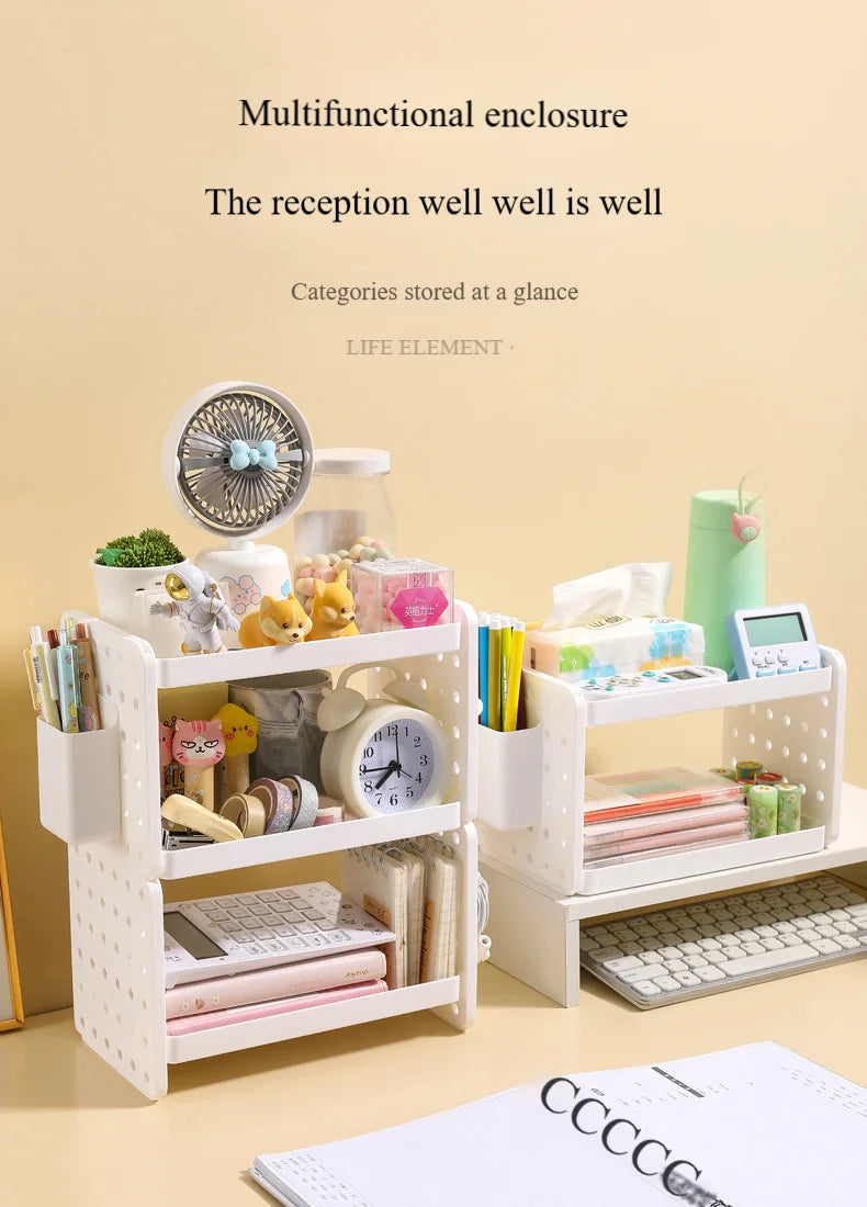 3-Tier Desk Shelf Organizer with Pegboard