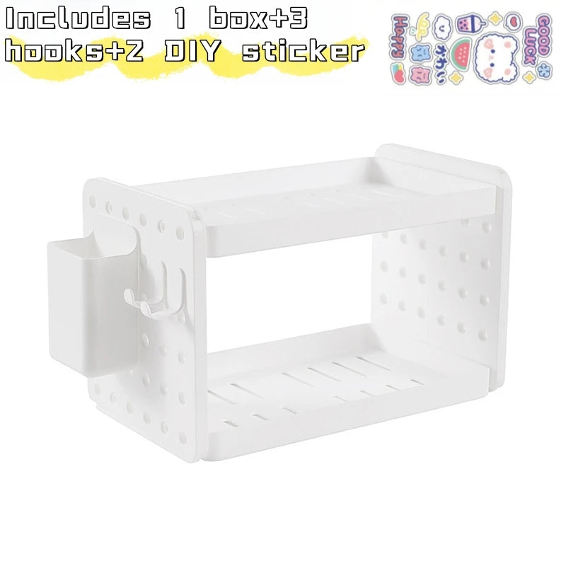 3-Tier Desk Shelf Organizer with Pegboard