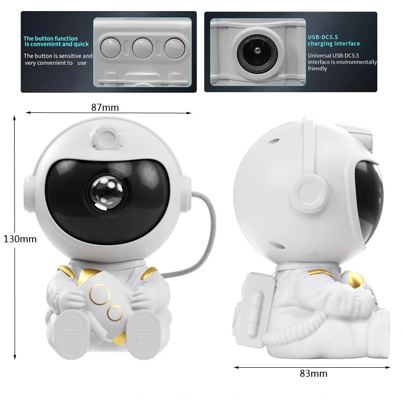 Galaxy Astronaut Star Projector – LED Nebula Night Light
