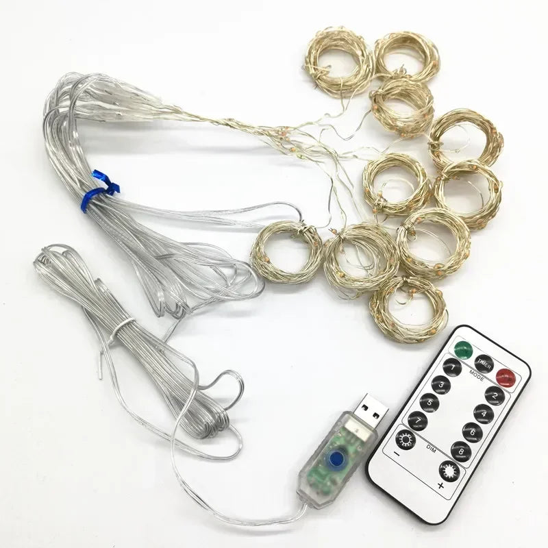 LED Curtain Fairy Lights – 8 Modes Remote Control