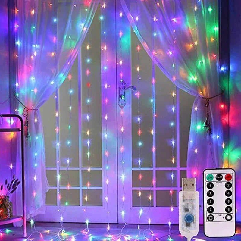 LED Curtain Fairy Lights – 8 Modes Remote Control