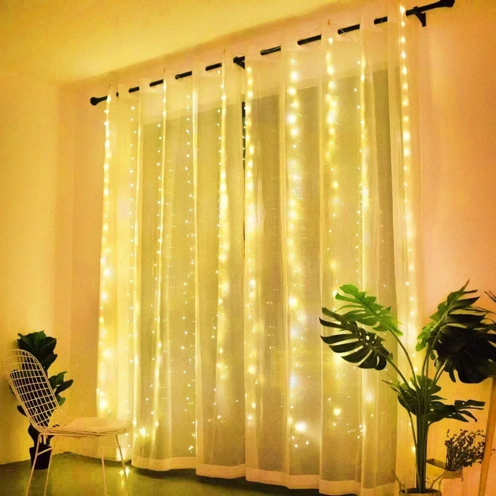 LED Curtain Fairy Lights – 8 Modes Remote Control