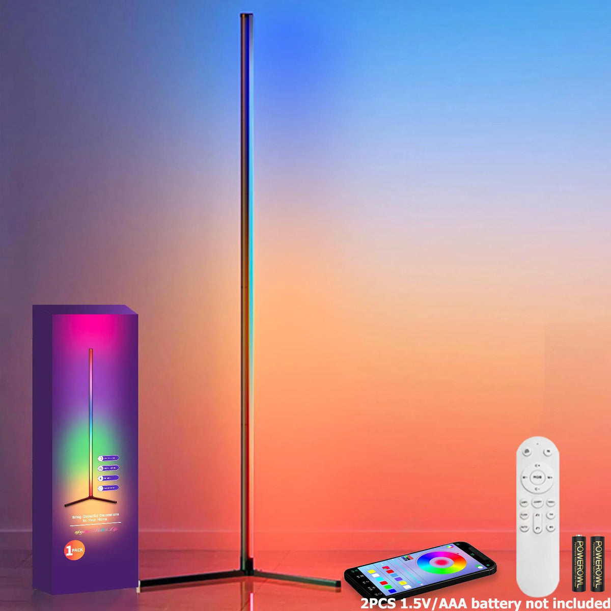 RGB Corner Floor Lamp – Smart App & Remote Control