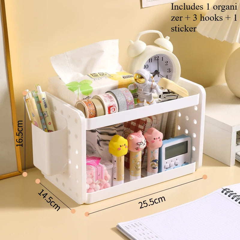 3-Tier Desk Shelf Organizer with Pegboard