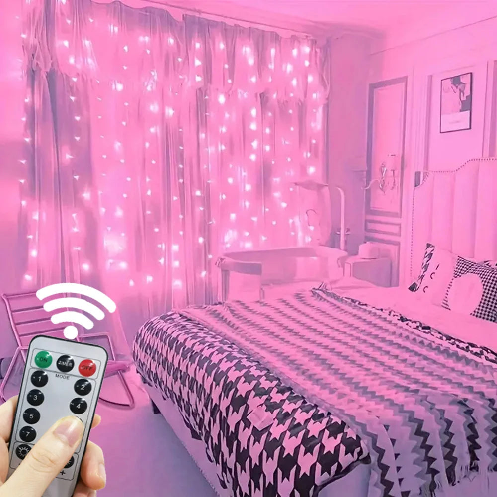 LED Curtain Fairy Lights – 8 Modes Remote Control