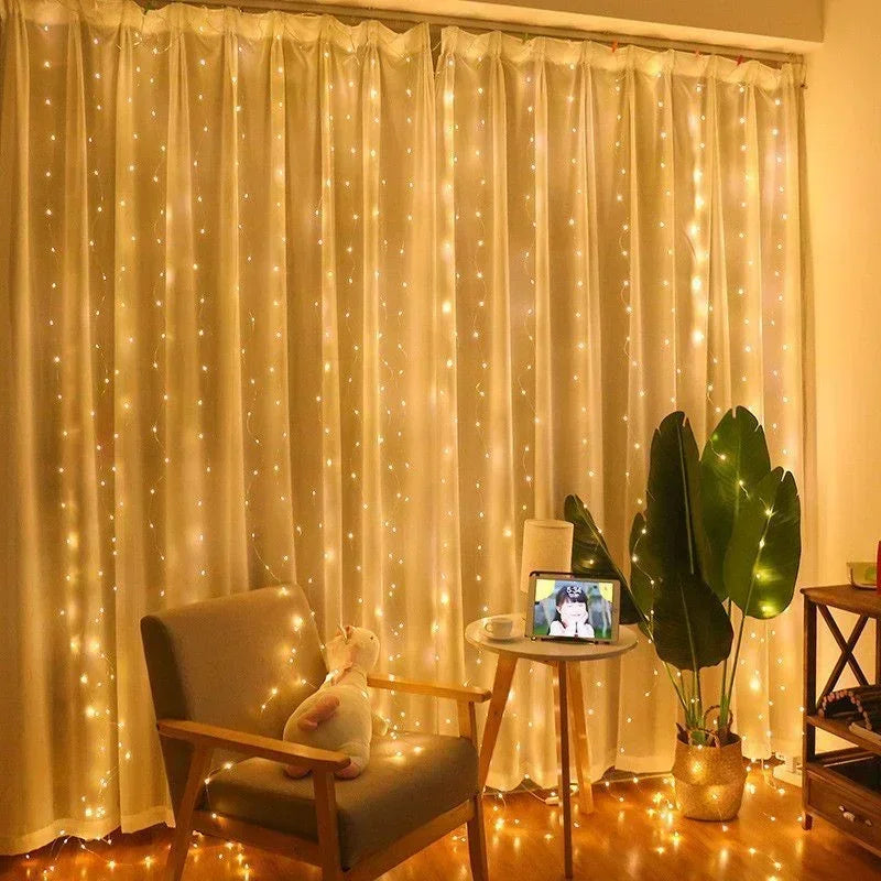LED Curtain Fairy Lights – 8 Modes Remote Control