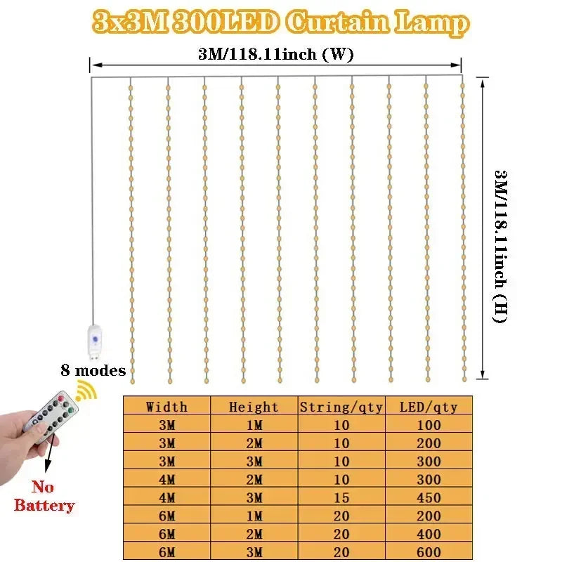 Sparkle Net Curtain Lights – Remote Control LED String
